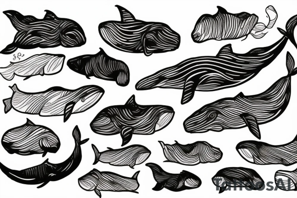 Humpack whale tattoo fine line tattoo idea