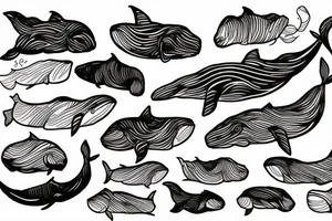 Humpack whale tattoo fine line tattoo idea