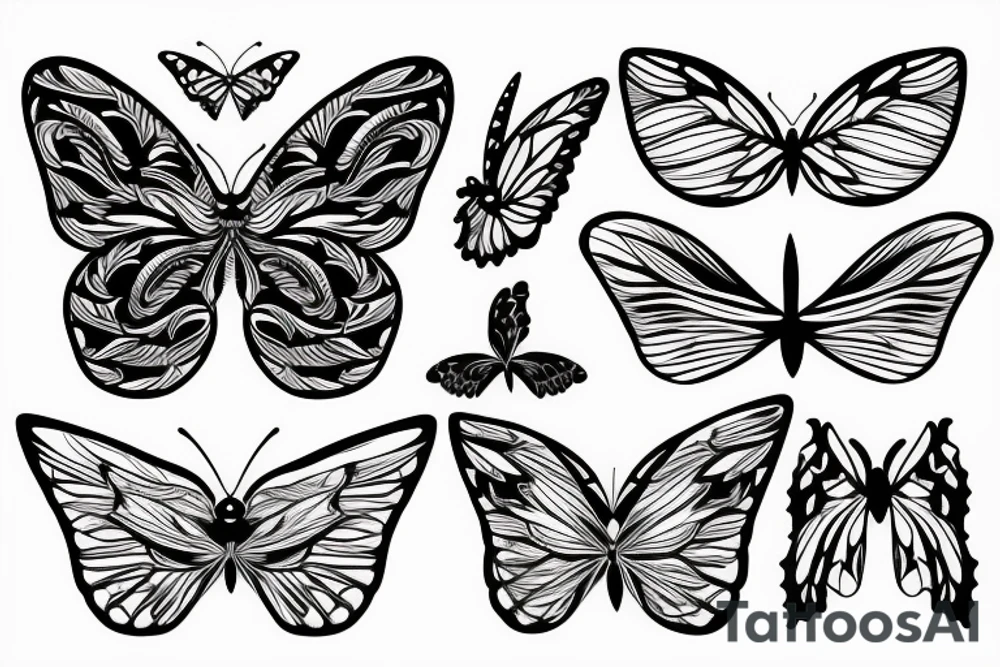 Butterfly with 2 different wings tattoo idea