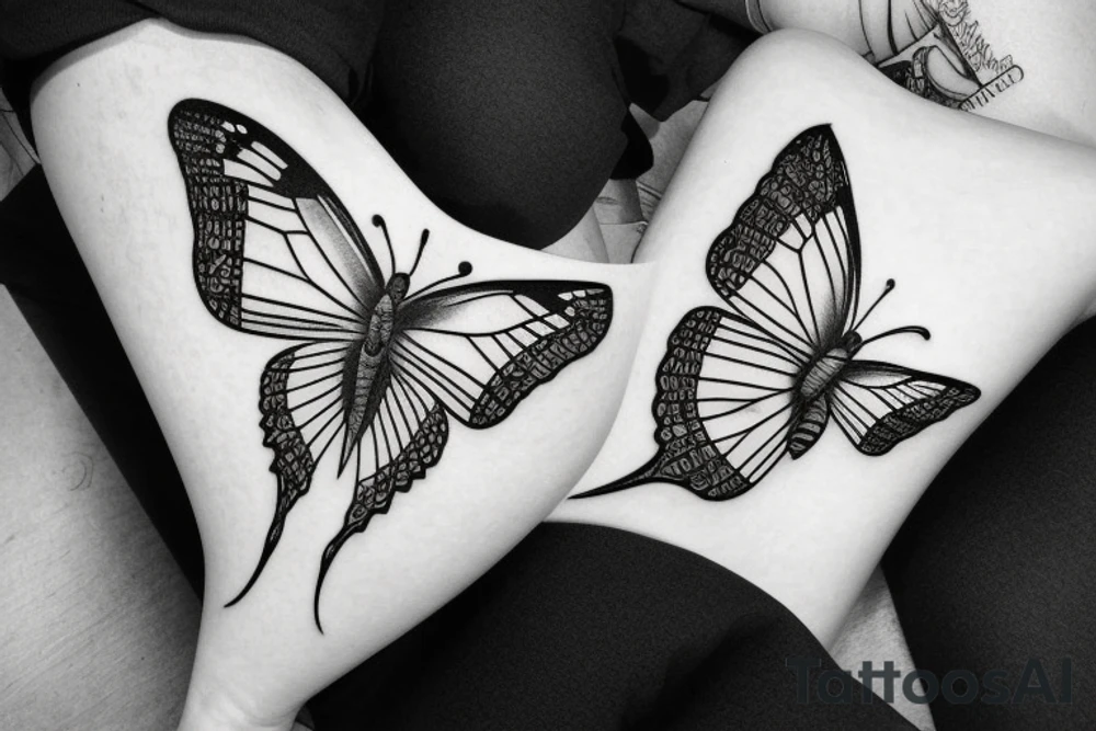 Butterfly with 2 different wings tattoo idea