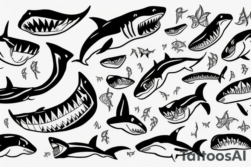 Shark with teeth tattoo idea
