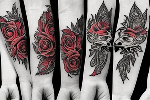 Wolf Tribal Intricate Regal Thorns Roses Beautiful Vivid Rough Rustic Elaborate tattoo idea