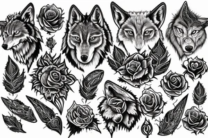 Wolf Tribal Intricate Regal Thorns Roses Beautiful Vivid Rough Rustic Elaborate tattoo idea