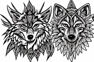 Wolf Tribal Intricate Regal Thorns Roses Beautiful Vivid Rough Rustic Elaborate tattoo idea