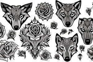 Wolf Tribal Intricate Regal Thorns Roses Beautiful Vivid Rough Rustic Elaborate tattoo idea
