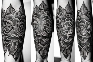 Wolf Tribal Intricate Regal Thorns Roses Beautiful Vivid Rough Rustic Elaborate Stoic Badass tattoo idea