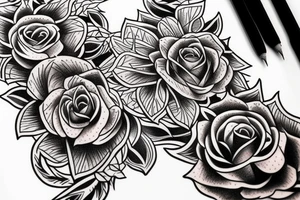 Wolf Tribal Intricate Regal Thorns Roses Beautiful Vivid Rough Rustic Elaborate Stoic Badass tattoo idea