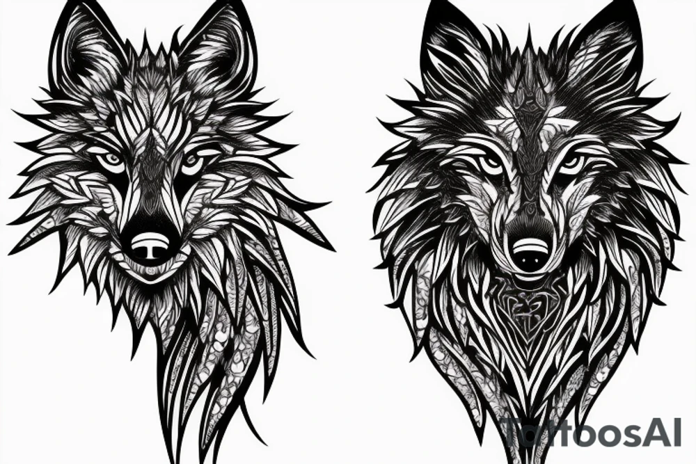 Wolf Tribal Intricate Regal Thorns Beautiful Vivid Rough Rustic Elaborate Stoic Badass tattoo idea