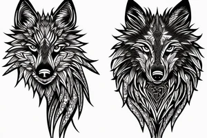 Wolf Tribal Intricate Regal Thorns Beautiful Vivid Rough Rustic Elaborate Stoic Badass tattoo idea