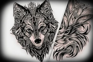 Wolf Tribal Intricate Regal Thorns Beautiful Vivid Rough Rustic Elaborate Stoic Badass tattoo idea