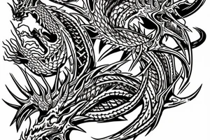 Dragon Tribal Intricate Regal Thorns Beautiful Vivid Rough Rustic Elaborate Stoic Badass tattoo idea