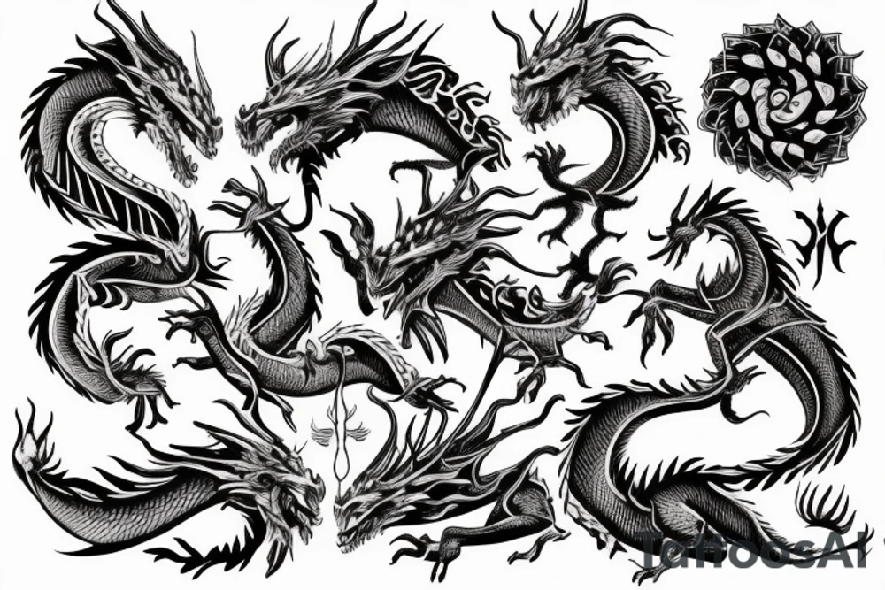 Dragon Tribal Intricate Regal Thorns Beautiful Vivid Rough Rustic Elaborate Stoic Badass tattoo idea