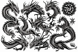 Dragon Tribal Intricate Regal Thorns Beautiful Vivid Rough Rustic Elaborate Stoic Badass tattoo idea