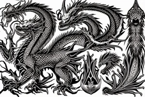 Dragon Tribal Intricate Regal Thorns Beautiful Vivid Rough Rustic Elaborate Stoic Badass tattoo idea