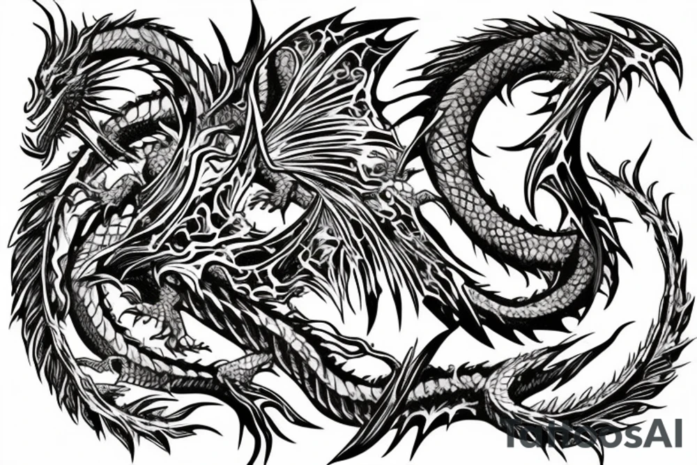 Dragon Tribal Intricate Regal Thorns Beautiful Vivid Rough Rustic Elaborate Stoic Badass tattoo idea