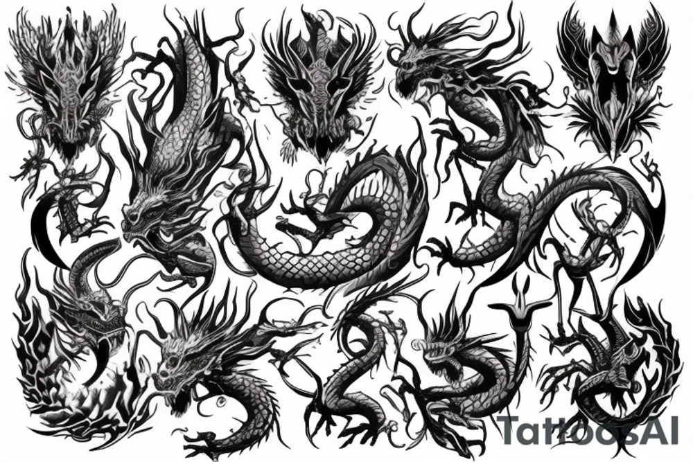 Dragon Tribal Intricate Regal Thorns Beautiful Vivid Rough Rustic Elaborate Stoic Badass tattoo idea