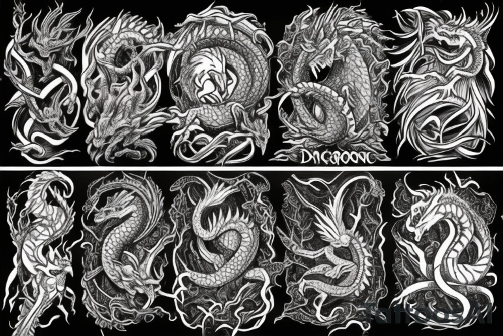 Dragon Tribal Intricate Regal Thorns Beautiful Vivid Rough Rustic Elaborate Stoic Badass tattoo idea