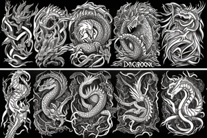 Dragon Tribal Intricate Regal Thorns Beautiful Vivid Rough Rustic Elaborate Stoic Badass tattoo idea