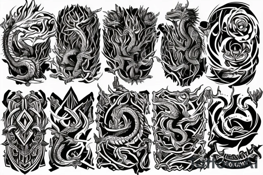 Dragon Tribal Intricate Regal Thorns Beautiful Vivid Rough Rustic Elaborate Stoic Badass tattoo idea