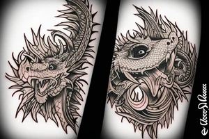 Dragon Tribal Intricate Regal Thorns Beautiful Vivid Rough Rustic Elaborate Stoic Badass tattoo idea