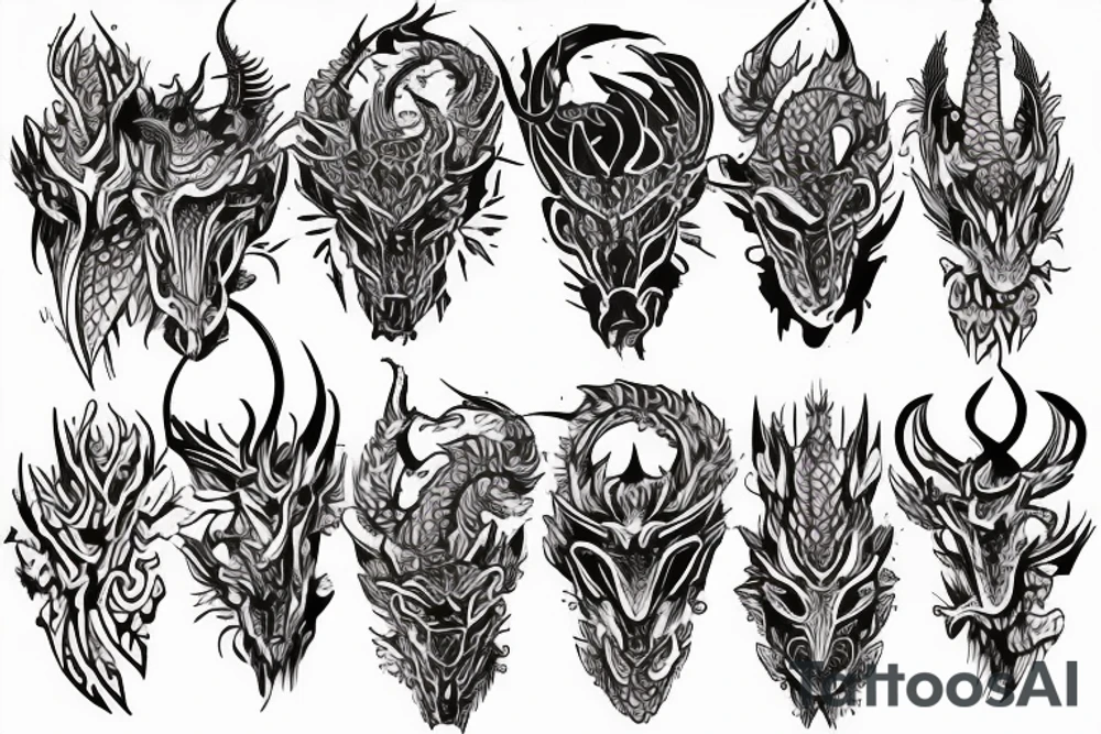 Dragon Tribal Intricate Regal Thorns Beautiful Vivid Rough Rustic Elaborate Stoic Badass tattoo idea