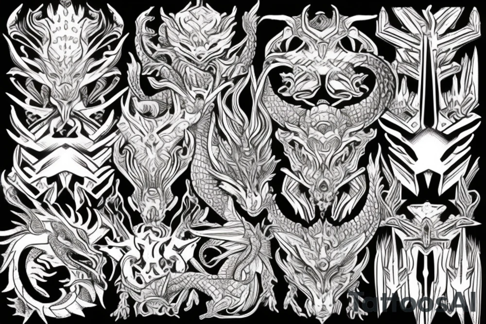 Dragon Tribal Intricate Regal Thorns Beautiful Vivid Rough Rustic Elaborate Stoic Badass tattoo idea