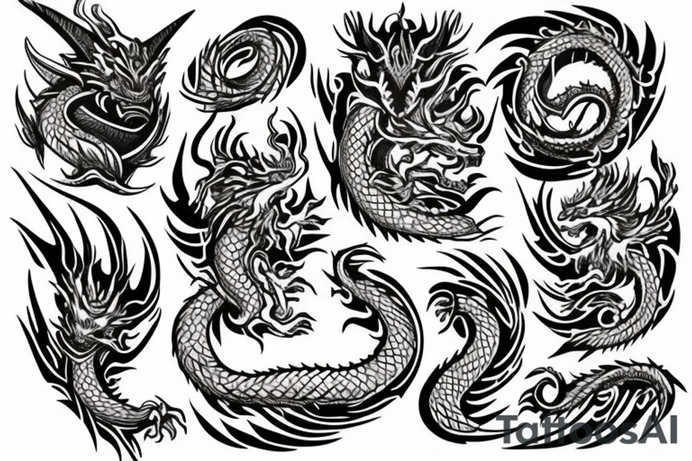 Dragon Tribal Intricate Regal Thorns Beautiful Vivid Rough Rustic Elaborate Stoic Badass tattoo idea