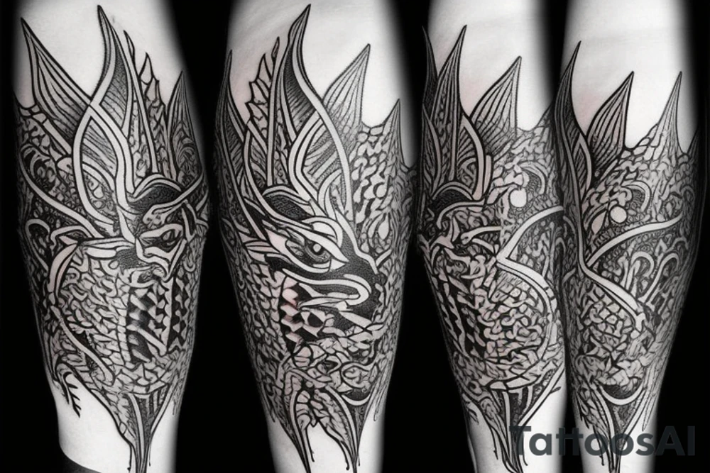 Dragon Tribal Intricate Regal Thorns Beautiful Vivid Rough Rustic Elaborate Stoic Badass tattoo idea