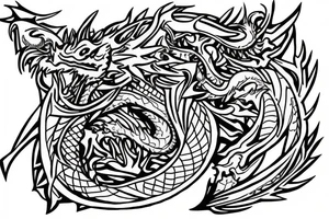 Dragon Tribal Intricate Regal Thorns Beautiful Vivid Rough Rustic Elaborate Stoic Badass tattoo idea