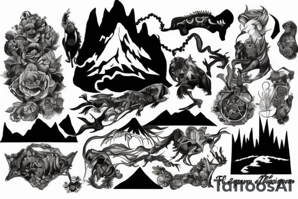 Fight on top of the mountain tattoo idea