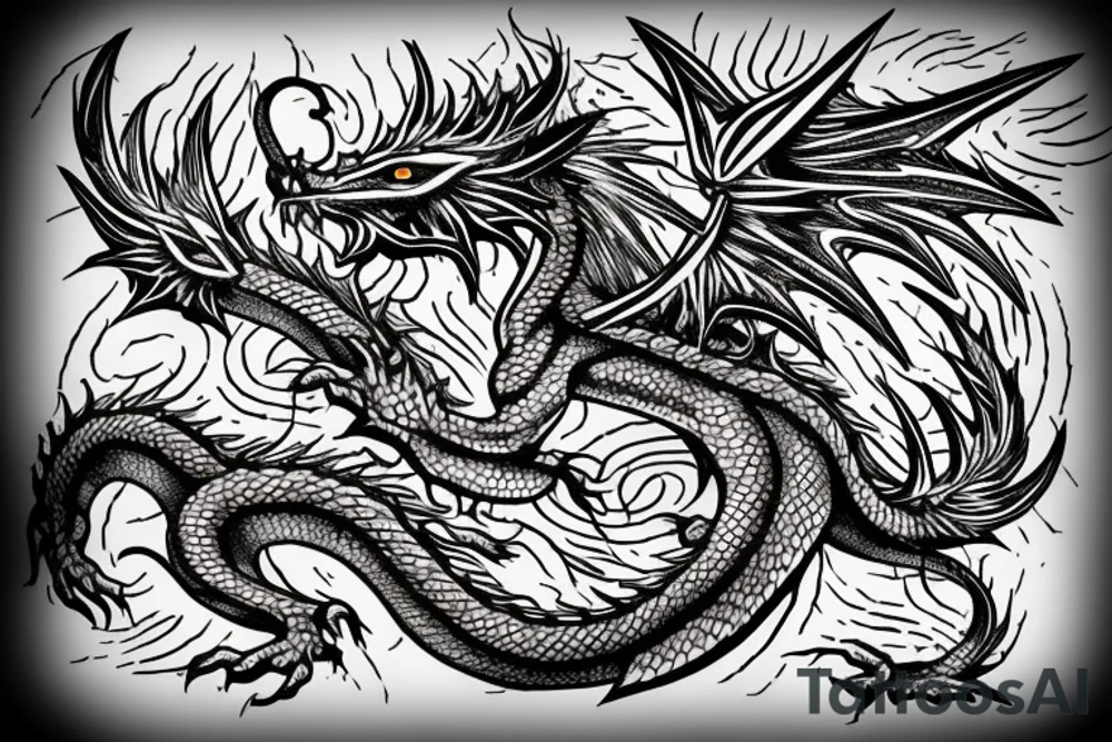 Dragon Tribal Intricate Regal Thorns Beautiful Vivid Rough Rustic Elaborate Stoic Badass tattoo idea