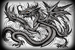 Dragon Tribal Intricate Regal Thorns Beautiful Vivid Rough Rustic Elaborate Stoic Badass tattoo idea
