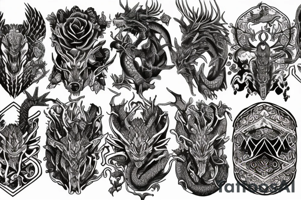 Dragon Tribal Intricate Regal Thorns Beautiful Vivid Rough Rustic Elaborate Stoic Badass tattoo idea