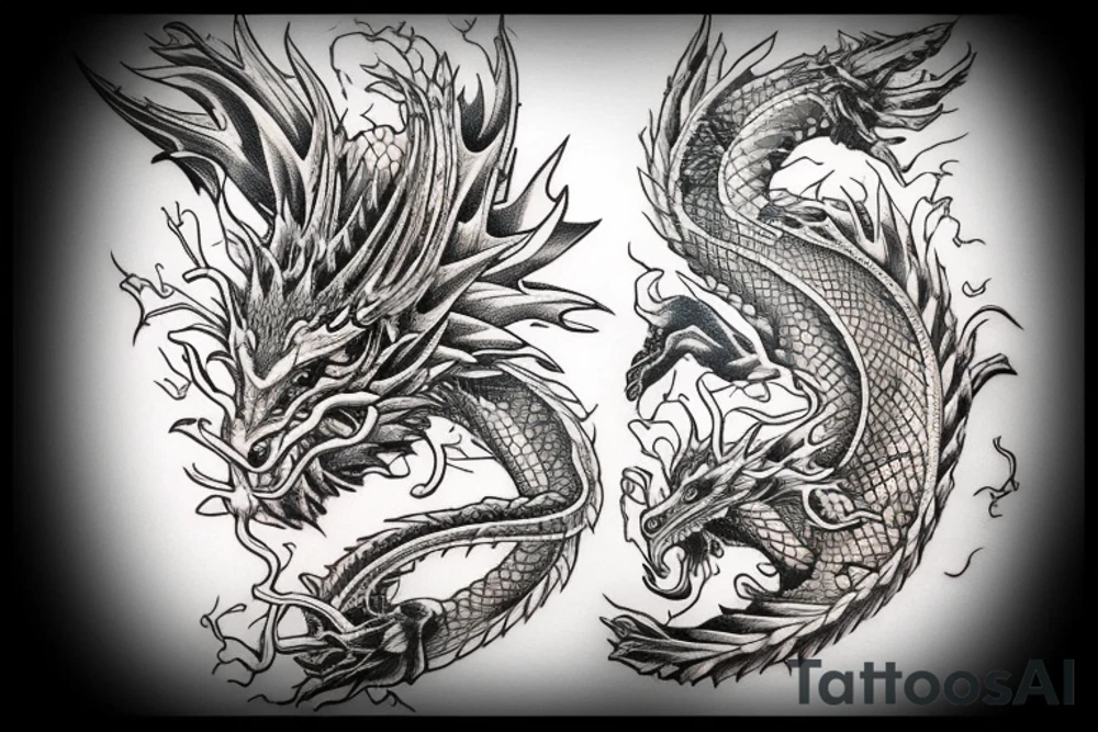 Dragon Intricate Regal Thorns Beautiful Vivid Rough Rustic Elaborate Stoic Badass tattoo idea
