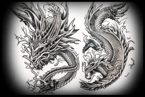 Dragon Intricate Regal Thorns Beautiful Vivid Rough Rustic Elaborate Stoic Badass tattoo idea