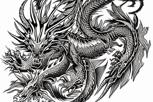 Dragon Intricate Regal Thorns Beautiful Vivid Rough Rustic Elaborate Stoic Badass tattoo idea