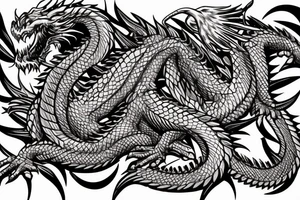 Dragon Intricate Regal Thorns Beautiful Vivid Rough Rustic Elaborate Stoic Badass tattoo idea