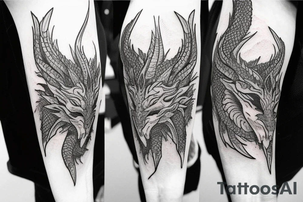 Dragon Intricate Regal Thorns Beautiful Vivid Rough Rustic Elaborate Stoic Badass tattoo idea