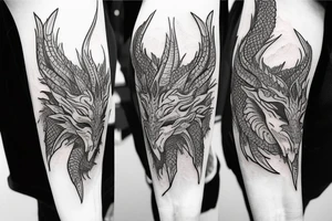 Dragon Intricate Regal Thorns Beautiful Vivid Rough Rustic Elaborate Stoic Badass tattoo idea