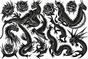 Dragon Intricate Regal Thorns Beautiful Vivid Rough Rustic Elaborate Stoic Badass tattoo idea