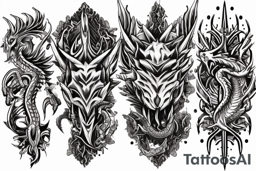 Dragon Intricate Regal Thorns Beautiful Vivid Rough Rustic Elaborate Stoic Badass tattoo idea