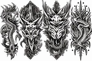 Dragon Intricate Regal Thorns Beautiful Vivid Rough Rustic Elaborate Stoic Badass tattoo idea