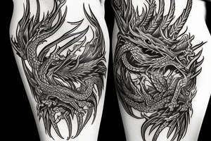 Dragon Intricate Regal Thorns Beautiful Vivid Rough Rustic Elaborate Stoic Badass tattoo idea
