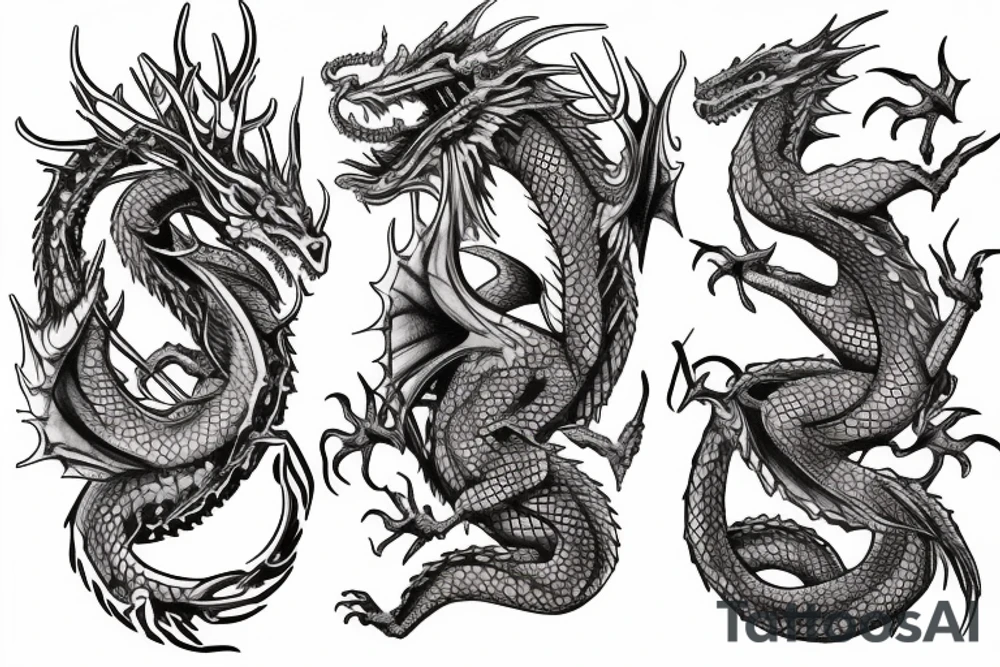 Dragon Intricate Regal Thorns Beautiful Vivid Rough Rustic Elaborate Stoic Badass tattoo idea