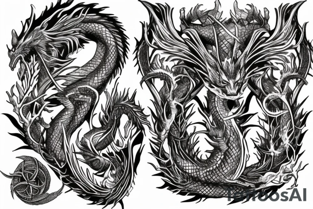 Dragon Intricate Regal Thorns Beautiful Vivid Rough Rustic Elaborate Stoic Badass tattoo idea