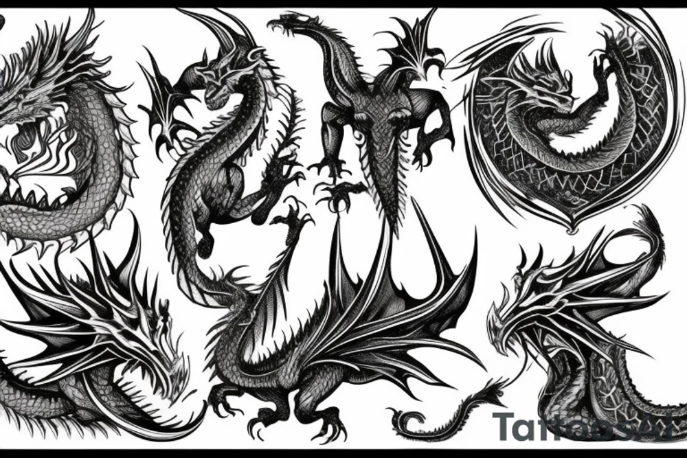 Dragon Intricate Regal Thorns Beautiful Vivid Rough Elaborate Stoic Badass tattoo idea