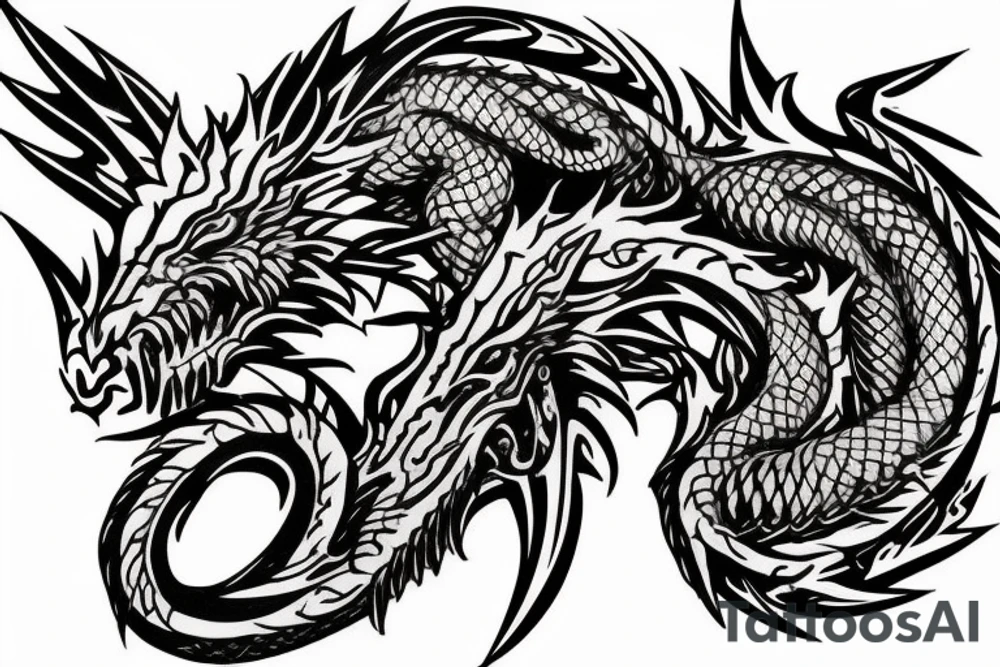 Dragon Intricate Regal Thorns Beautiful Vivid Rough Elaborate Stoic Badass tattoo idea