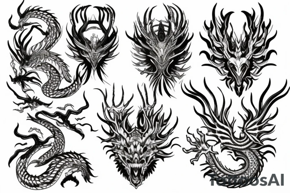 Dragon Intricate Regal Thorns Beautiful Vivid Rough Elaborate Stoic Badass tattoo idea