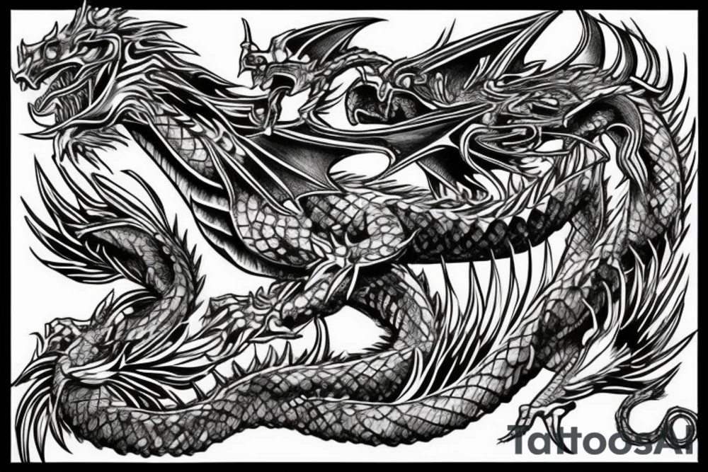 Dragon Intricate Regal Thorns Beautiful Vivid Rough Elaborate Stoic Badass tattoo idea