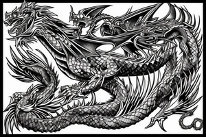 Dragon Intricate Regal Thorns Beautiful Vivid Rough Elaborate Stoic Badass tattoo idea